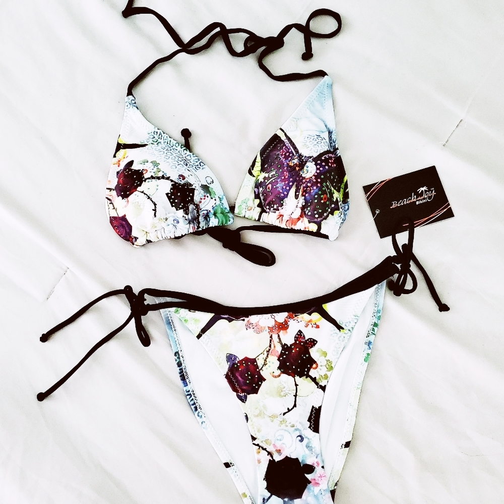 NWT White with Rhinestones Bikini